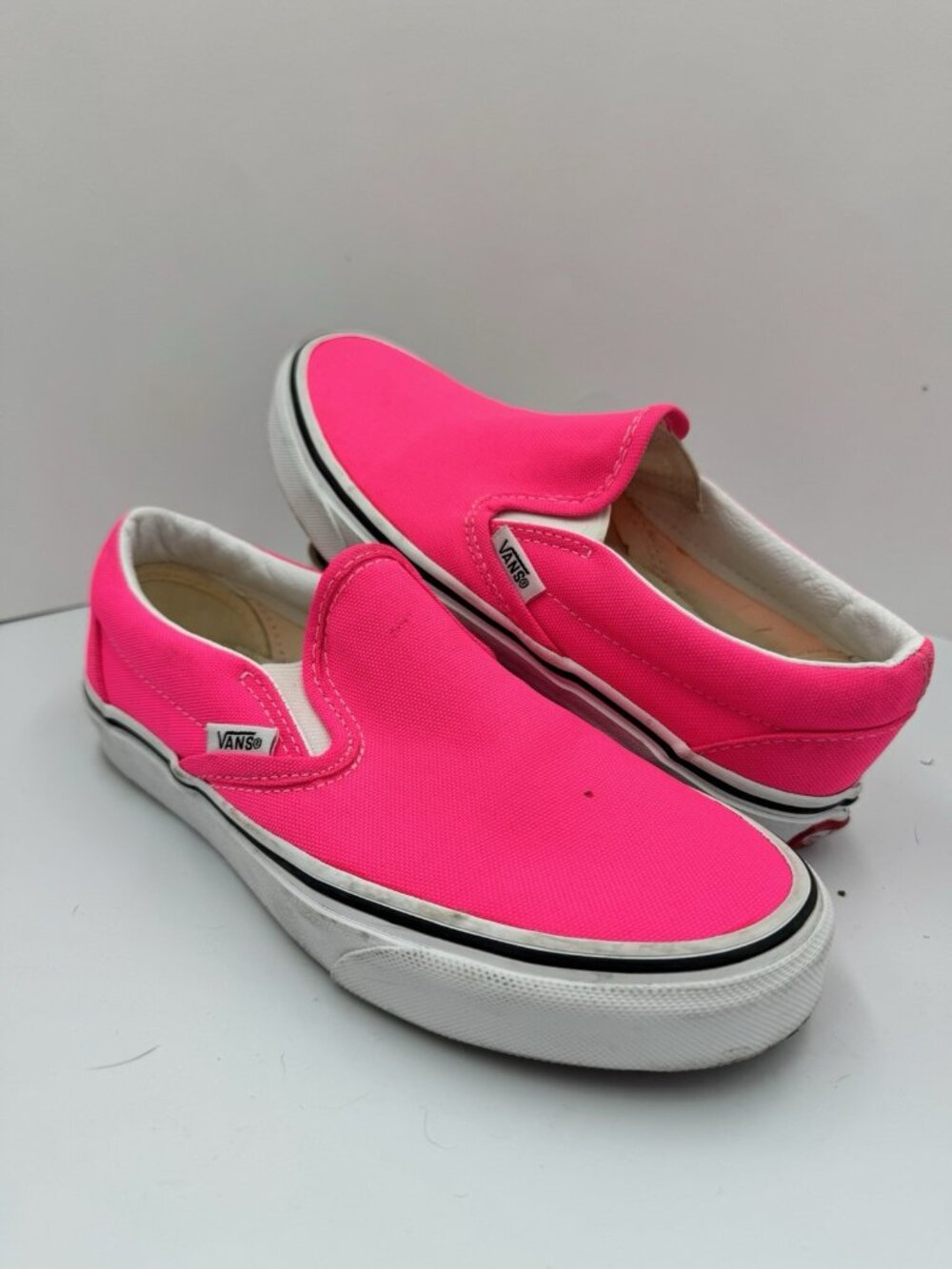Vans Classic Slip On Neon Pink Canvas Shoes Womens 5 Skate Y2K